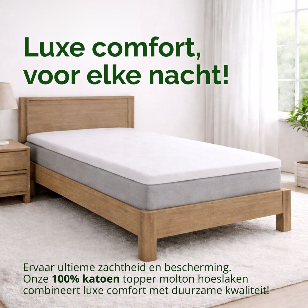 Droomtextiel Topper Molton Hoeslaken – 70 x 200 cm – 100% Katoen - Afbeelding 3