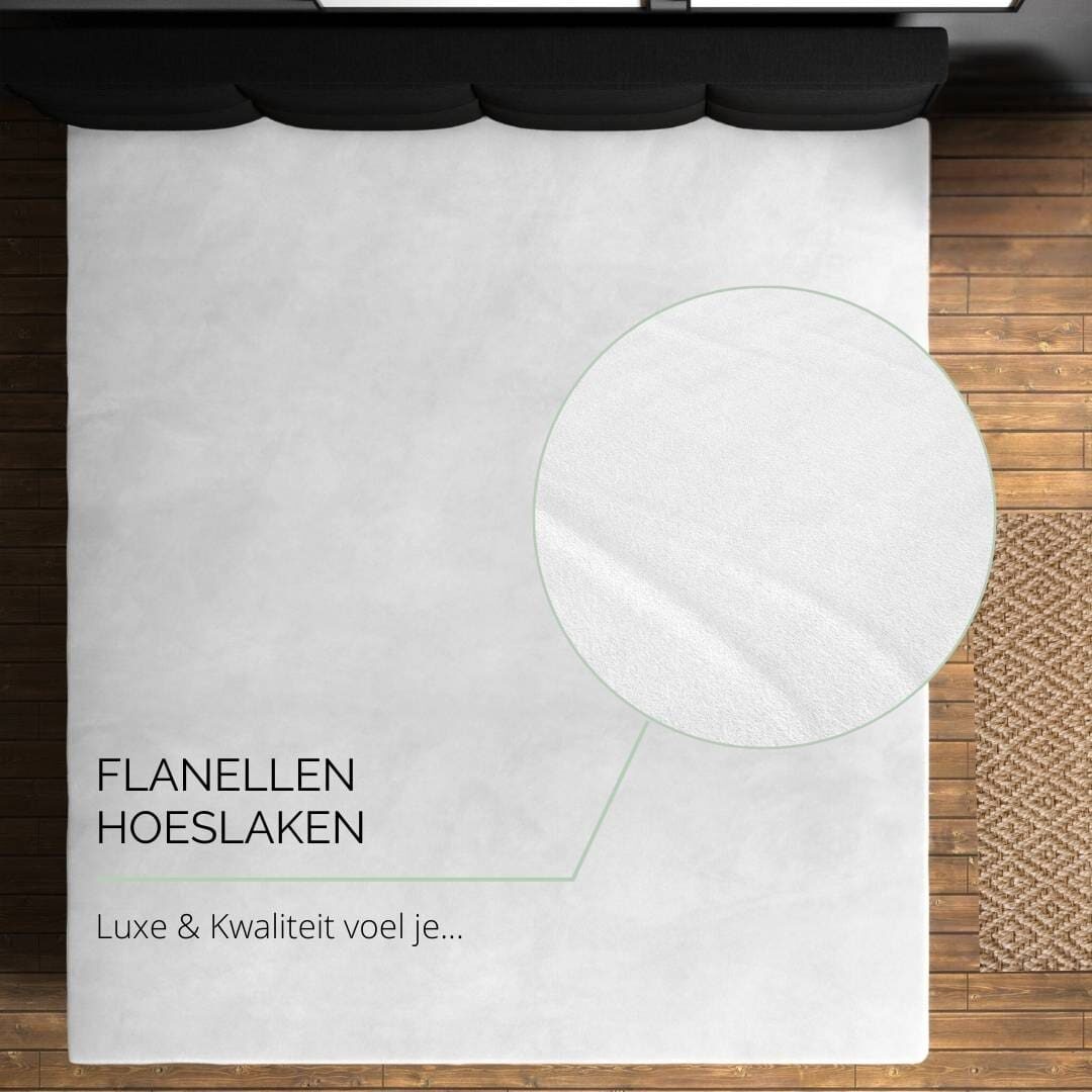 Droomtextiel Hoeslaken Flanel Wit – 200×200 cm - Afbeelding 7