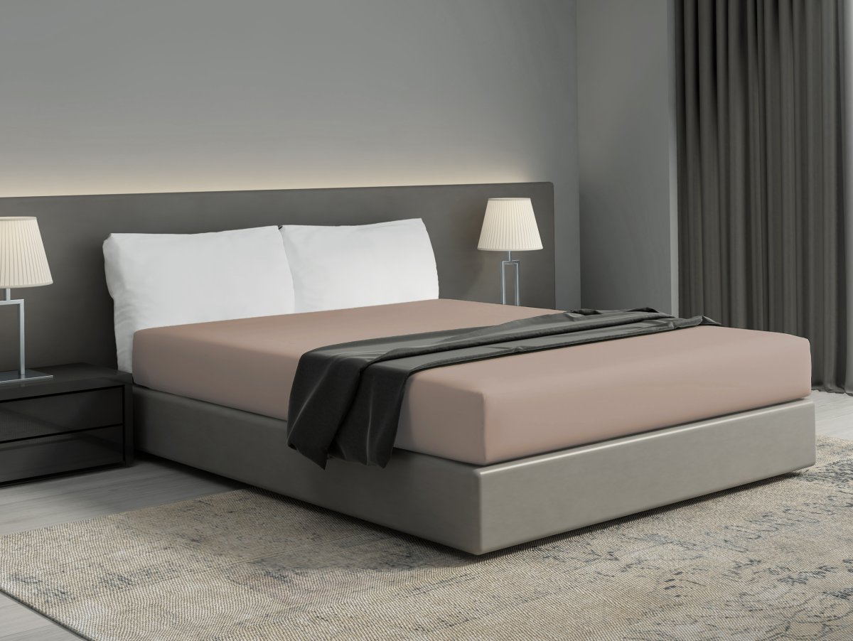 Hoeslaken King – 100% katoensatijn – 160×200 – beige - Afbeelding 4