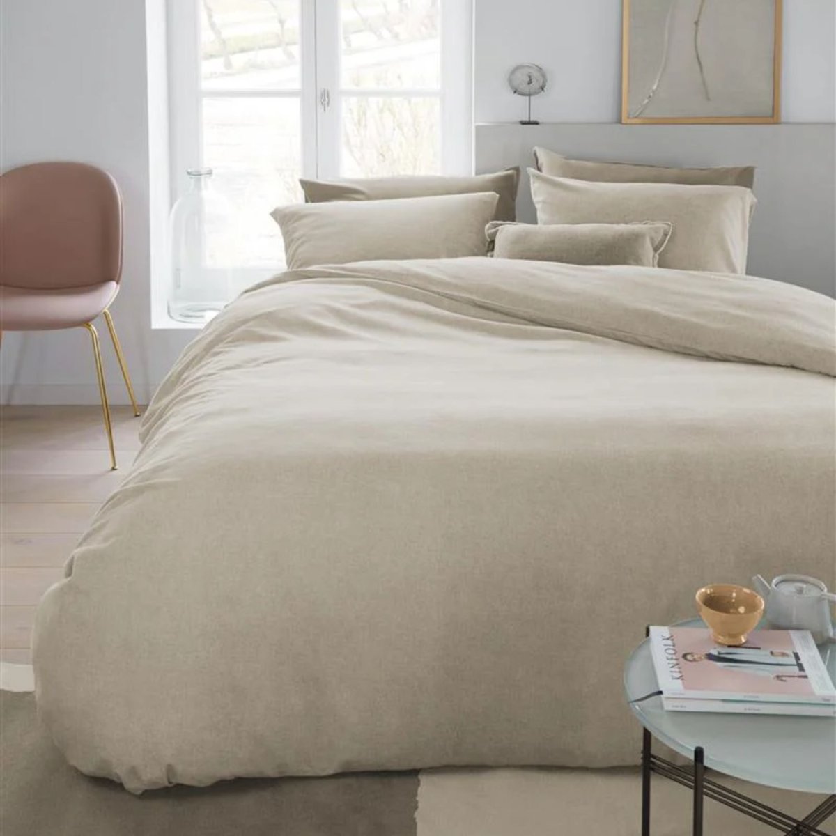 Beddinghouse Frost Flanel Dekbedovertrek Zand – 140×200/220 cm - Afbeelding 3