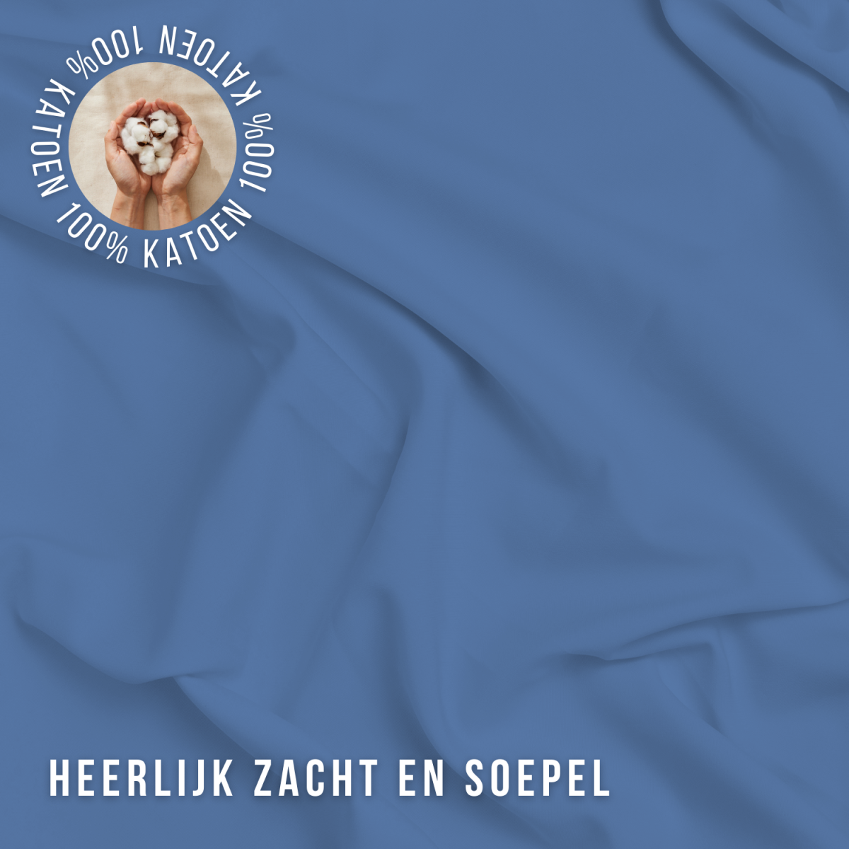 Droomtextiel Hoeslaken Katoen Blauw 160×200 cm - Afbeelding 4