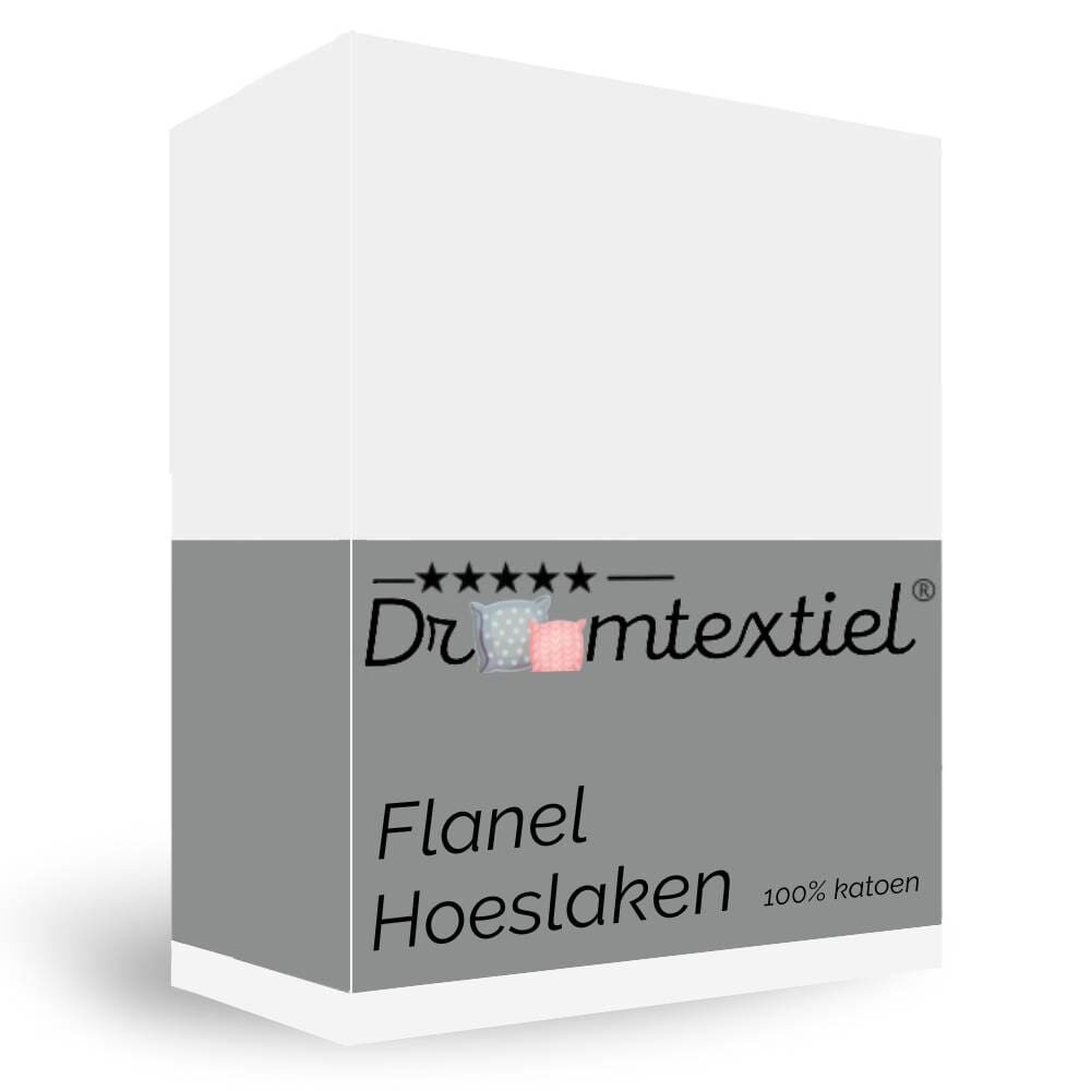Droomtextiel Hoeslaken Flanel Wit – 140×200 cm - Afbeelding 2