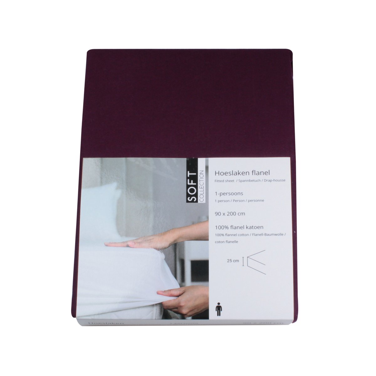 Hoeslaken flanel – 100% katoen – 140×200 – aubergine - Afbeelding 5