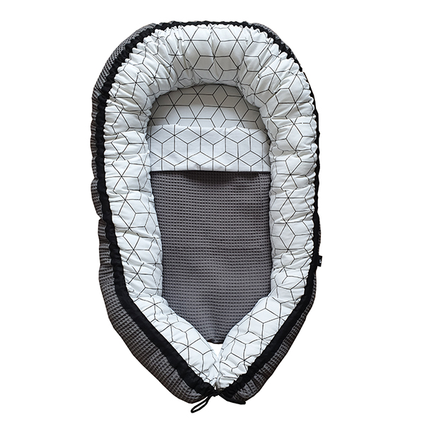 Babynestje Wafelstof Complete set | kubus op wit - Afbeelding 2