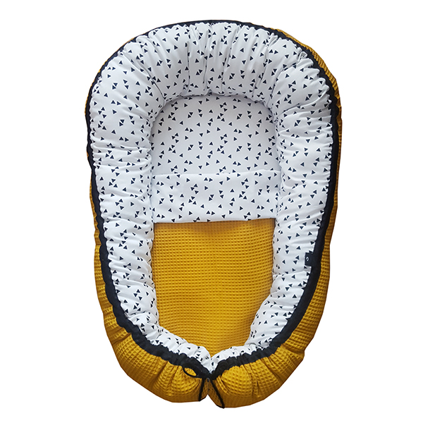 Babynestje Wafelstof Complete set | triangel op wit - Afbeelding 4