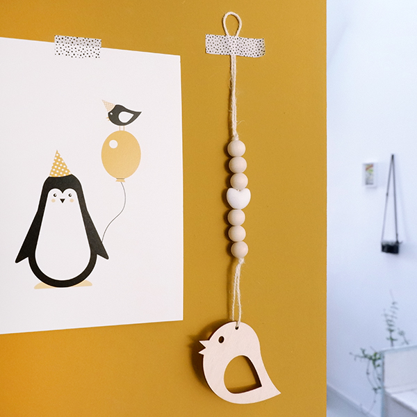 Houten hanger Vogel | wit - Afbeelding 2