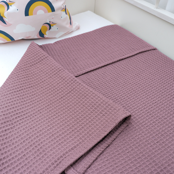 Ledikantdeken Babykamer Wafelstof | Basic oud paars - Afbeelding 3
