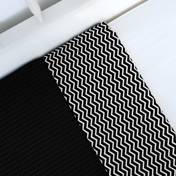 Ledikantdeken Babykamer zigzag zwart | wafelstof zwart - Afbeelding 3
