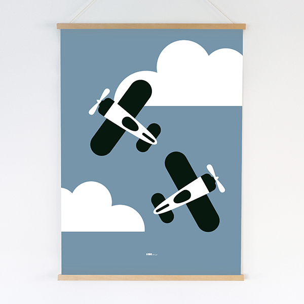 Poster XL Vliegtuigen en Wolken | jeans blauw - Afbeelding 2