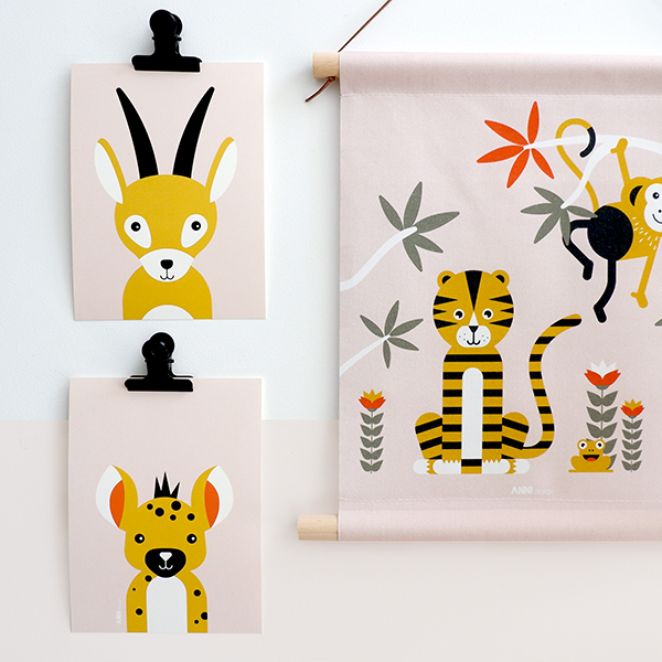 Poster set Safari Gazelle + Hyena | oud roze - Afbeelding 2