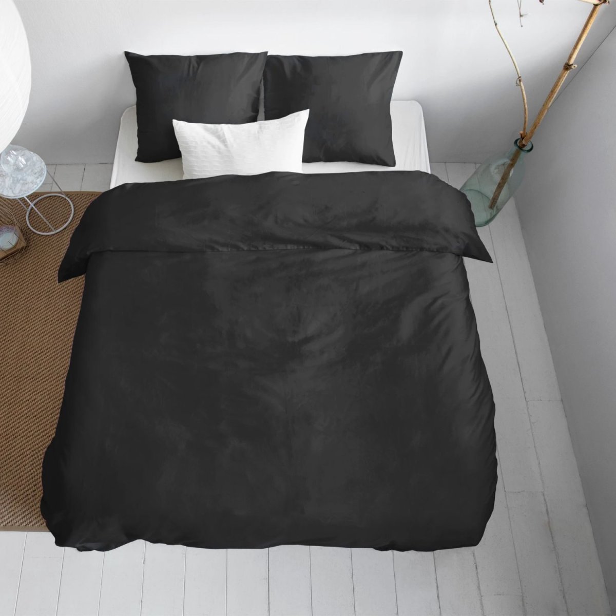 Primaviera Uni Satijn Dekbedovertrek – 200×200/220cm – Zwart - Afbeelding 4