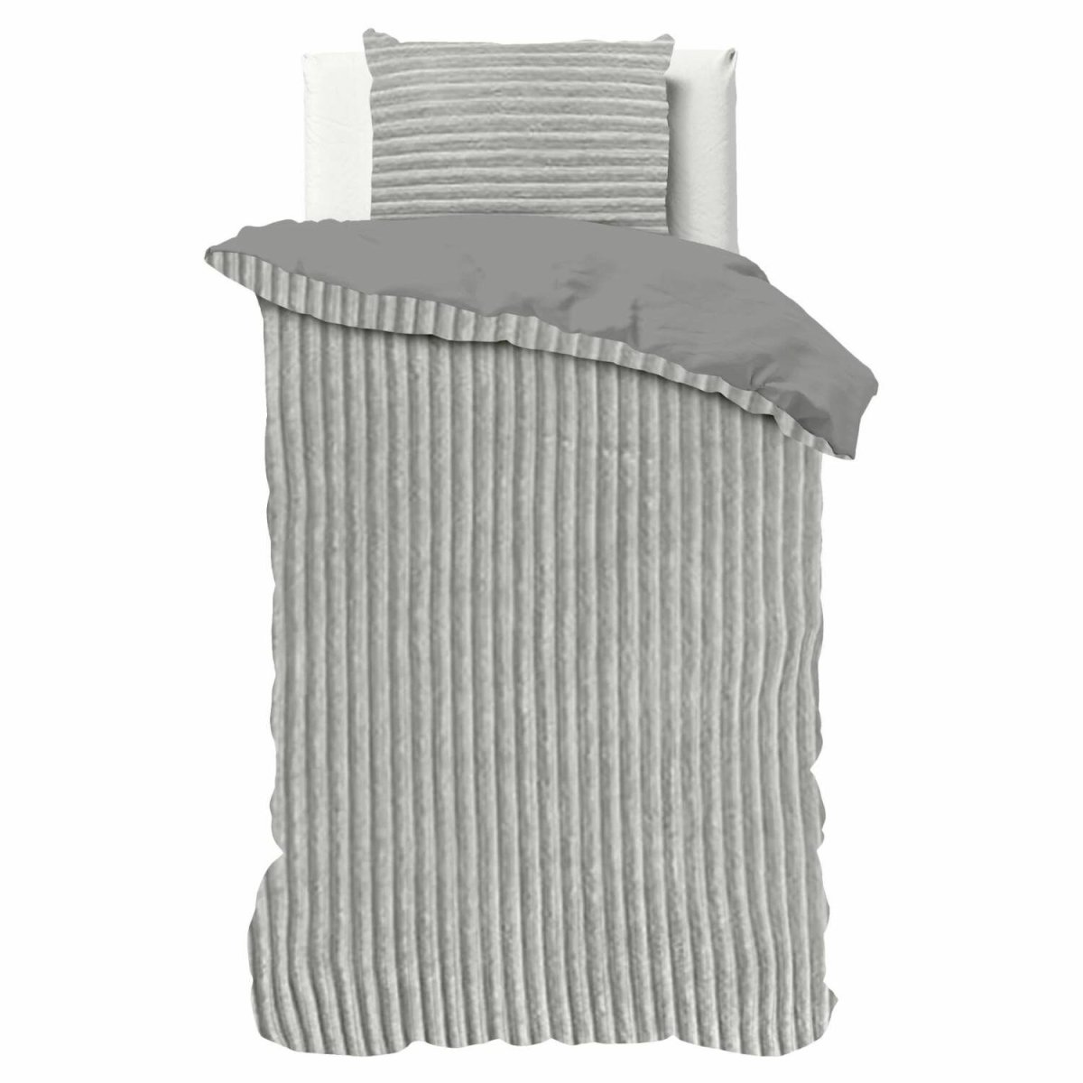 Droomtextiel Teddy Rib Dekbedovertrek Grijs – 140×200/220 cm - Afbeelding 2
