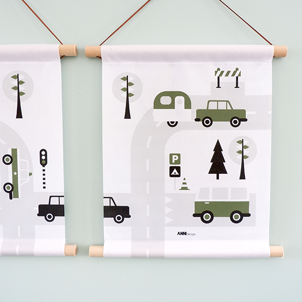 Textielposter Voertuigen | Caravan olijf groen - Afbeelding 2