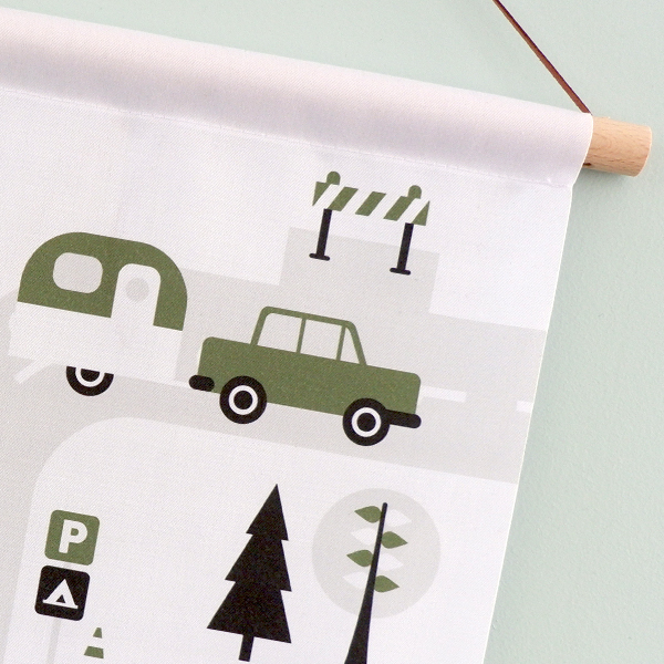 Textielposter Voertuigen | Caravan olijf groen - Afbeelding 3