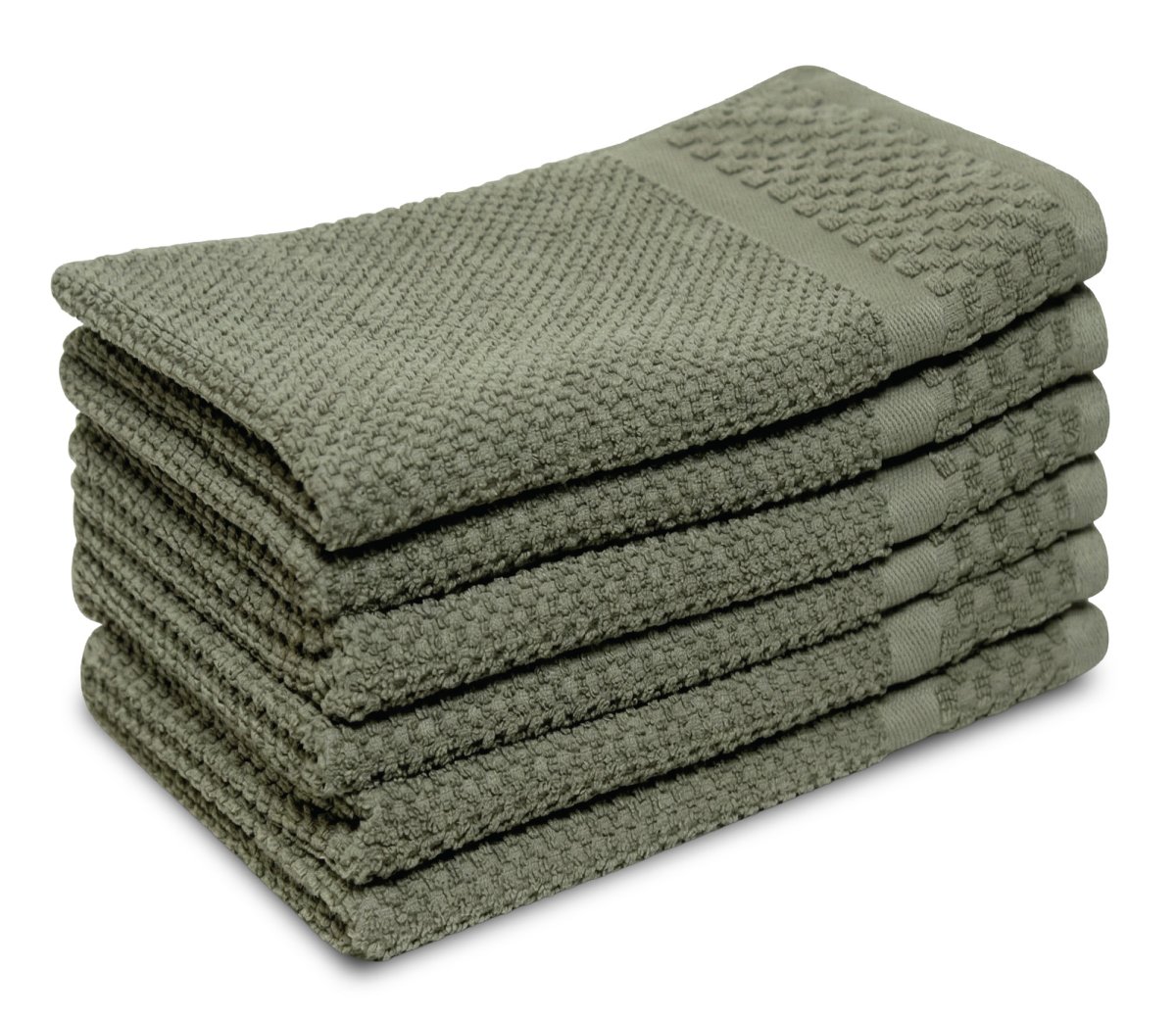 Gastendoek Soft Popcorn Collectie – 6 stuks – 30×50 – oudgroen - Afbeelding 2
