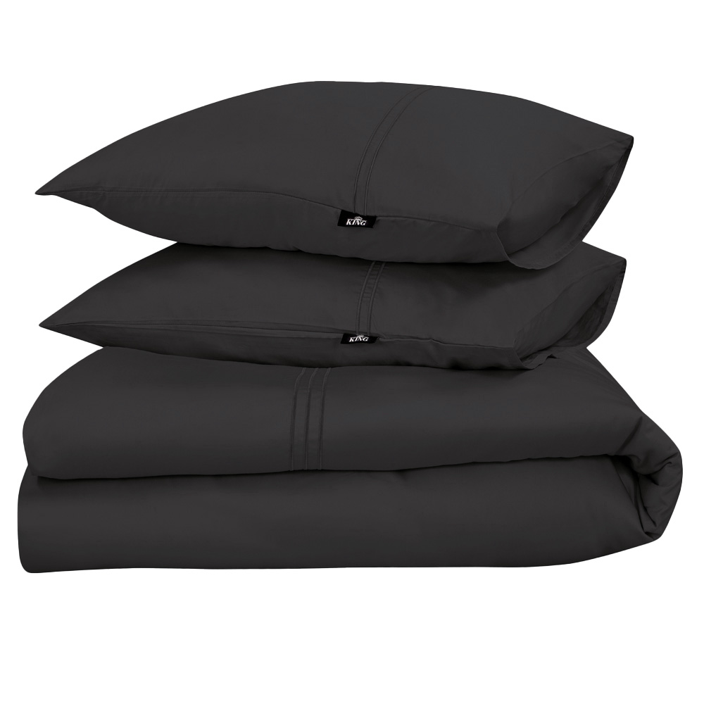 Dekbedovertrek King – 100% katoensatijn – 140×200/220 – antraciet - Afbeelding 2