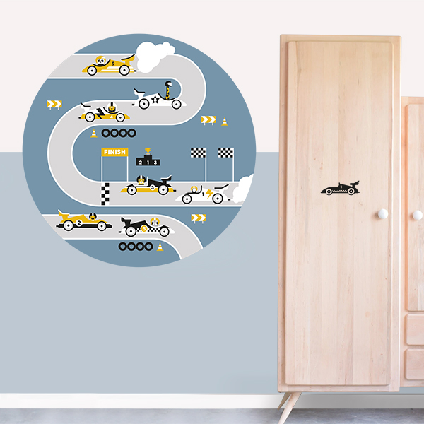 Behangcirkel Raceauto Kinderkamer | jeans blauw - Afbeelding 2