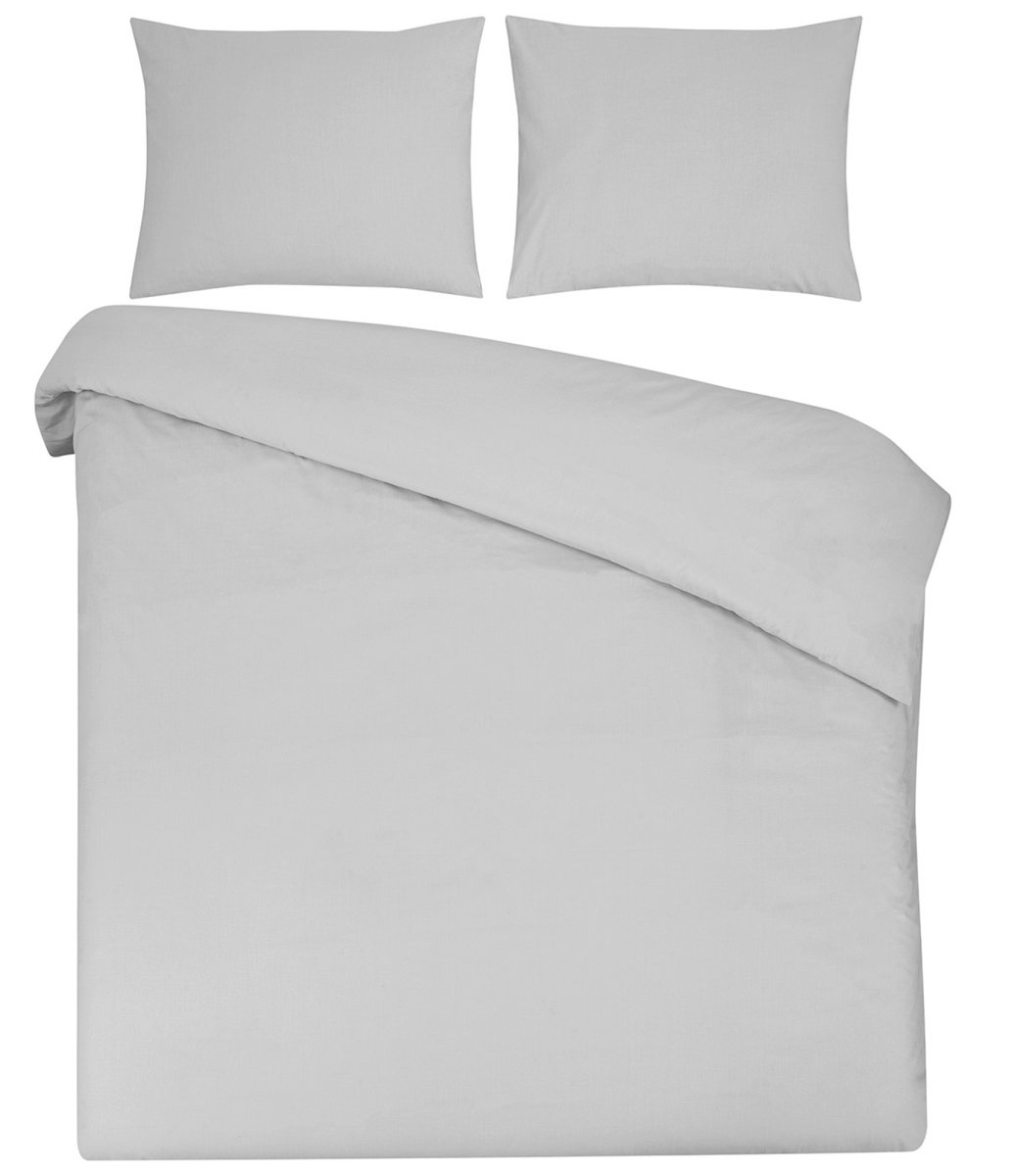 Dekbedovertrek Home – 100% natuurlijk katoen – 200×200/220 – ultra lichtgrijs - Afbeelding 2