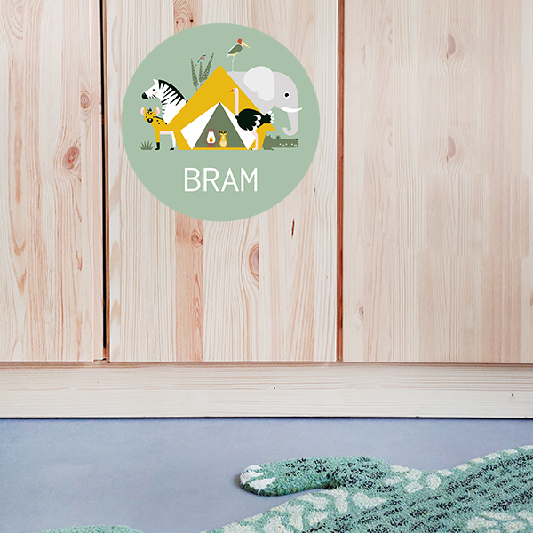 Deursticker Wildlife Kinderkamer | bleek groen - Afbeelding 2