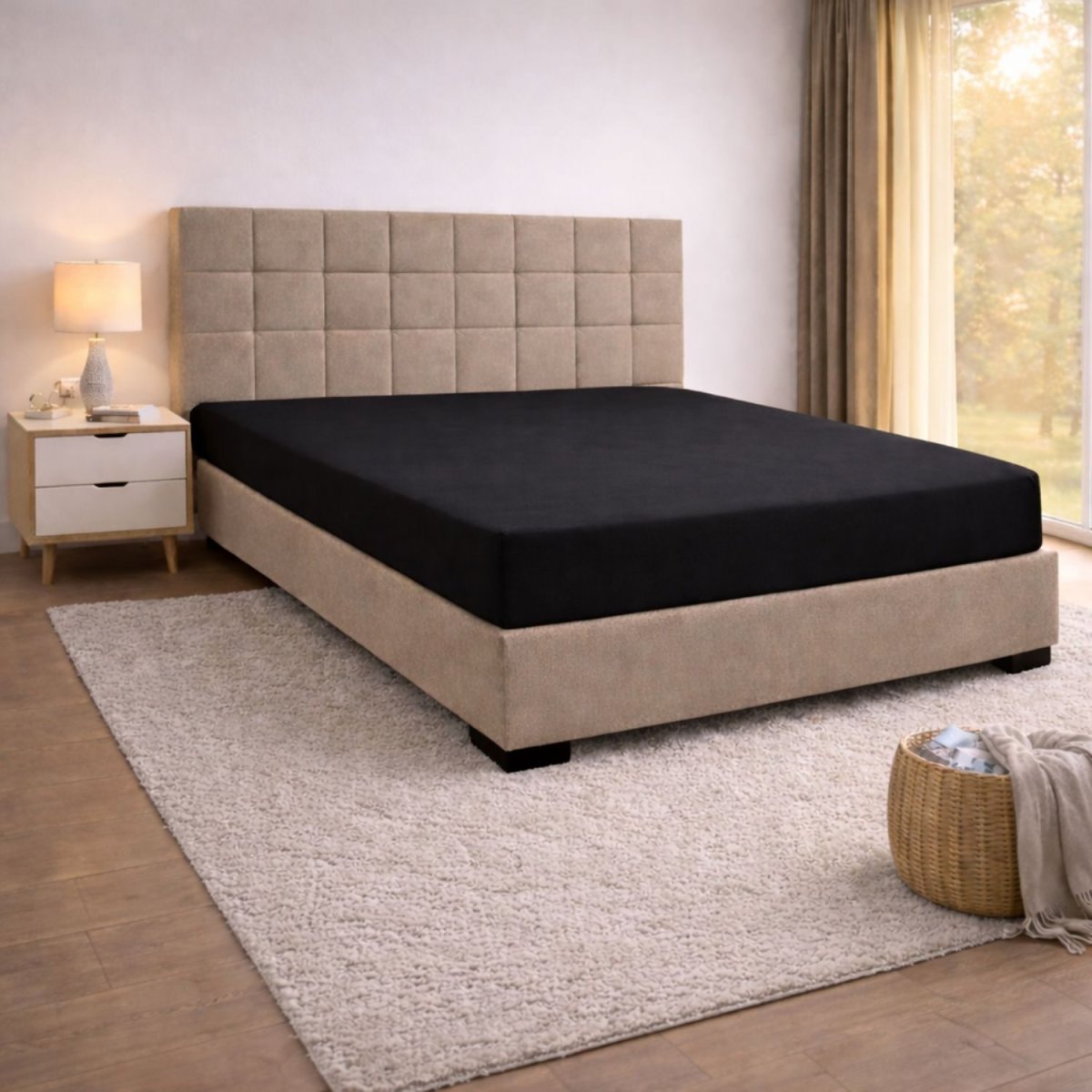 Sleeps Dubbel Jersey Hoeslaken Katoen 90 x 220 cm – Zwart - Afbeelding 3
