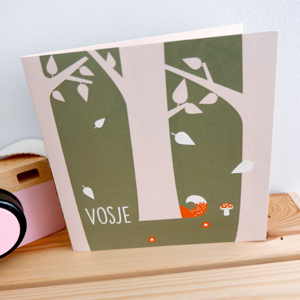 Geboortekaart Vos | oud roze - Afbeelding 2