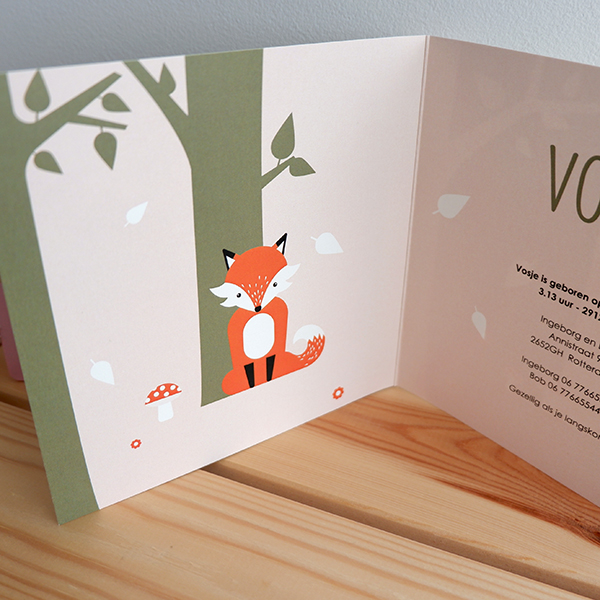Geboortekaart Vos | oud roze - Afbeelding 3