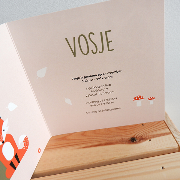 Geboortekaart Vos | oud roze - Afbeelding 5