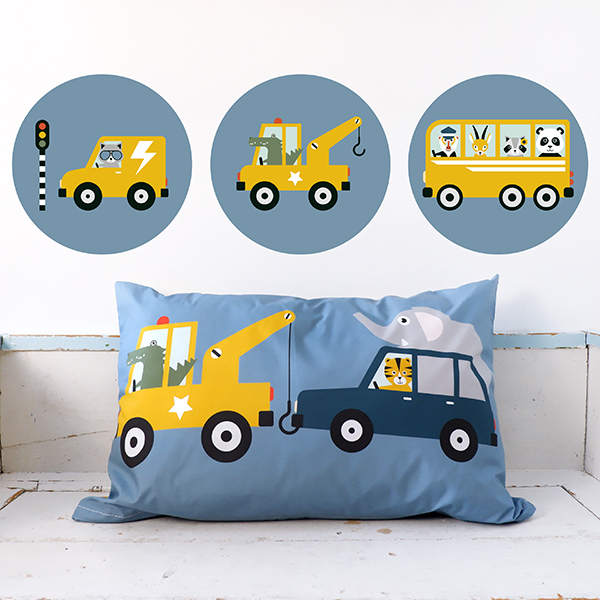 Muurcirkel set Dieren Onderweg | jeans blauw - Afbeelding 2