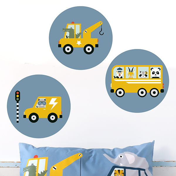Muurcirkel set Dieren Onderweg | jeans blauw - Afbeelding 3