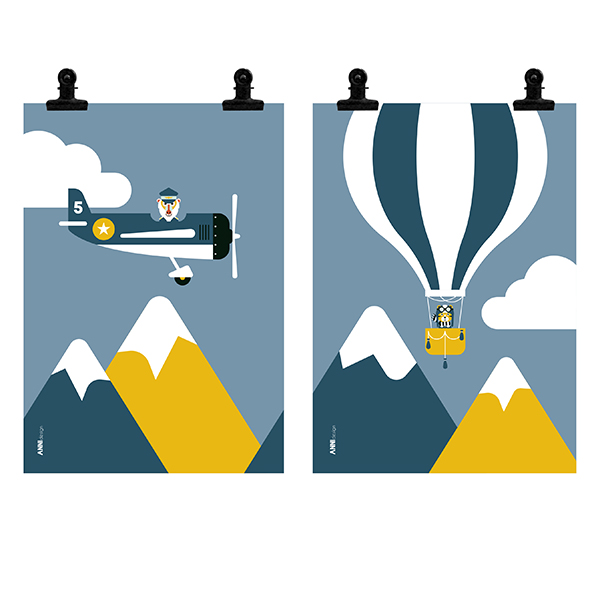 Poster set Piloot 2x | jeans blauw
