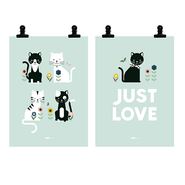 Poster set Kittens 2x | old green - Afbeelding 2