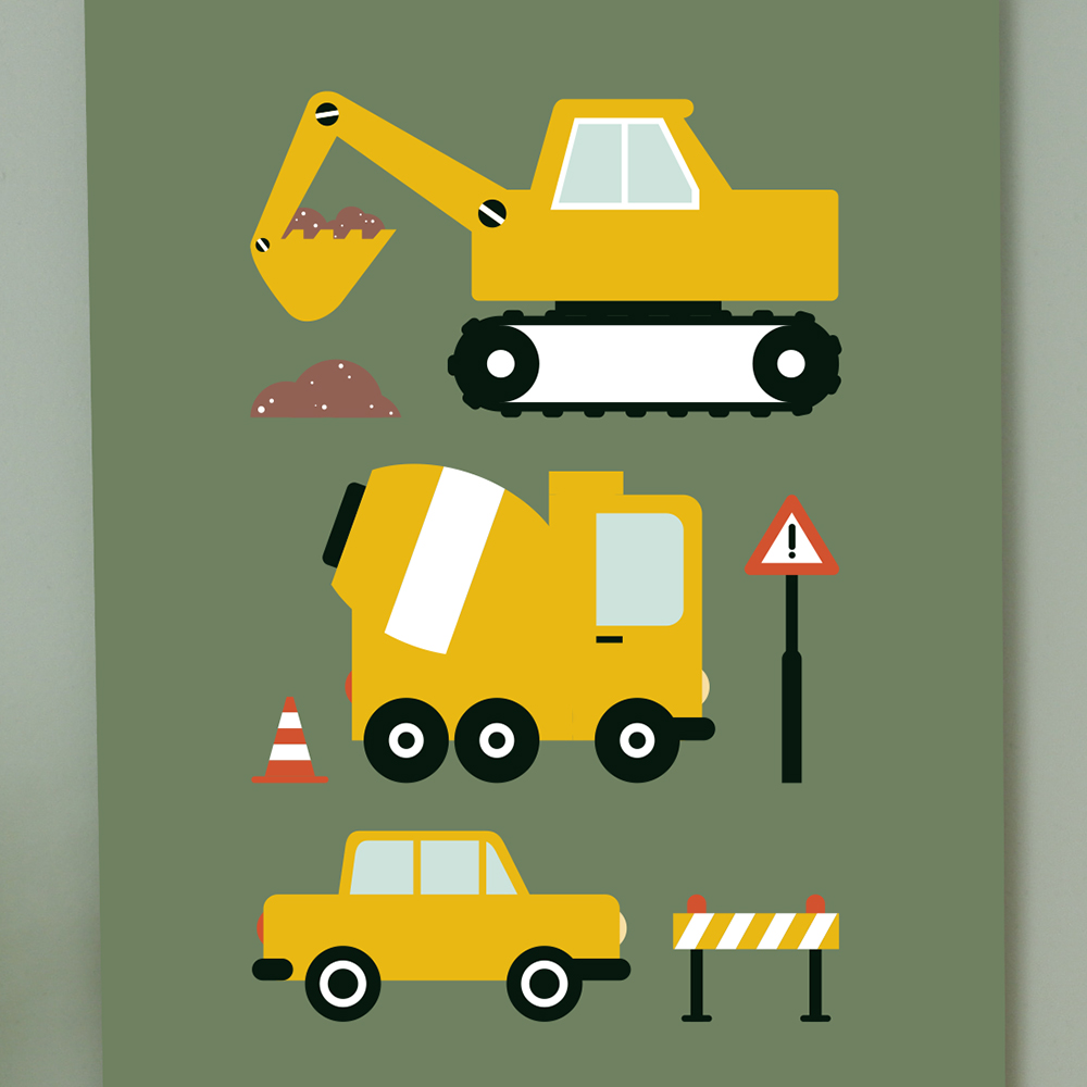 Poster Voertuigen On the Road | olijf groen - Afbeelding 3