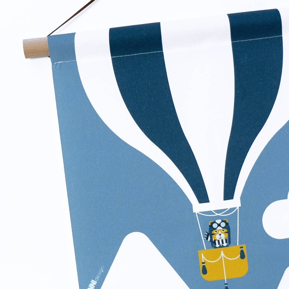 Textielposter Piloot Tijger | jeans blauw - Afbeelding 3